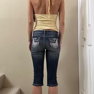 Y2k denim butterfly capris